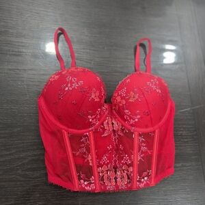 Victorias Secret Angel Sexy Red Bustiwr Corset Bra 34b